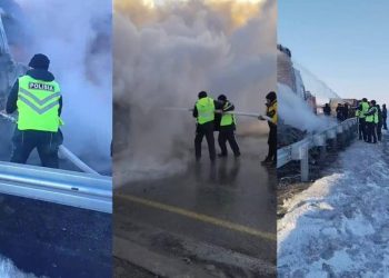 На трассе Алматы-Усть-Каменогорск потушили загоревшийся грузовик