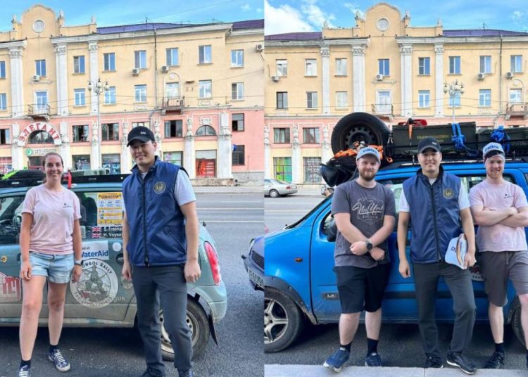Өскемендік полицейлер Mongol Rally автожорығының мәресінде ерекше акция өткізді